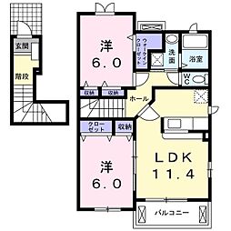 モニックファミューA 2LDKの間取図画像