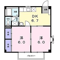 丸美ハウス 2DKの間取図画像