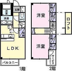 コスモスコーポＳＯＴＡ　Ｂ 1階2LDKの間取り