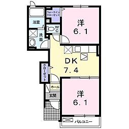 エスペランサ 2DKの間取図画像