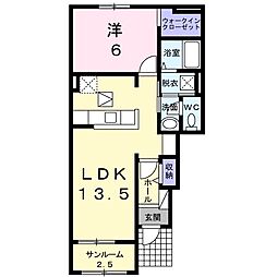 グランドパレスB 1LDKの間取図画像