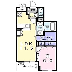 ドエル・コンフォート 2階1LDKの間取り