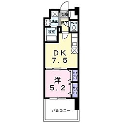 アベリア 3階1DKの間取り