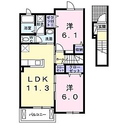 ノイエツァイト3 2LDKの間取図画像