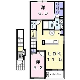 コントレイル1 2LDKの間取図画像