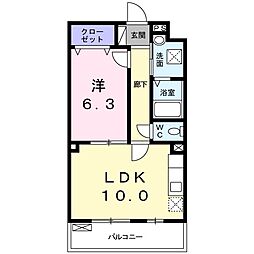 ザレジデンス京都・東 1LDKの間取図画像