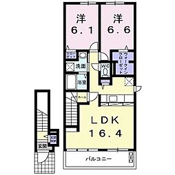フォルティッシモA 2LDKの間取図画像
