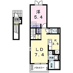 ゼフィロスA 1LDKの間取図画像