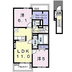 フォレスト・ヴィラ1 2LDKの間取図画像