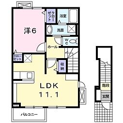 ホワイトサウンズ 1LDKの間取図画像