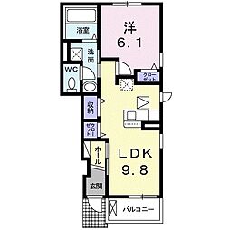 シオン　I 1階1LDKの間取り