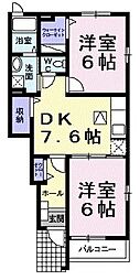 メルシーB 2DKの間取図画像