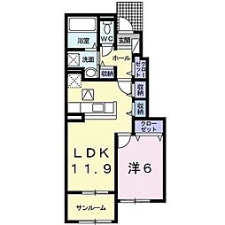 ソラティオファウスト2 1LDKの間取図画像