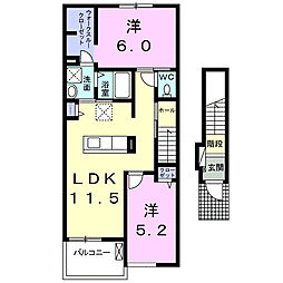 セレノ　コルソ 2階2LDKの間取り