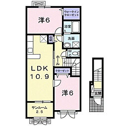 アンダンテ　いわせ野I 2階2LDKの間取り