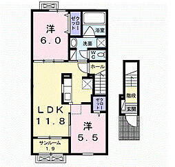 ポポ華 2LDKの間取図画像