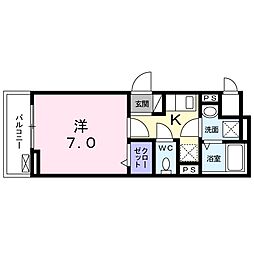 パークハイム常盤台 1Kの間取図画像
