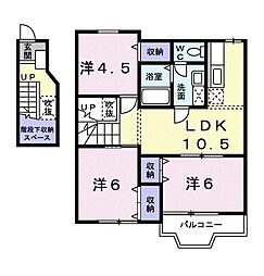 シャン・ド・フルール 2階3LDKの間取り