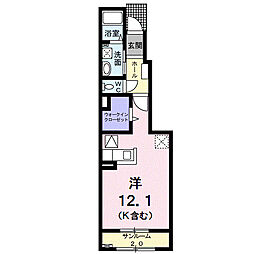 レクサス野村 1階ワンルームの間取り