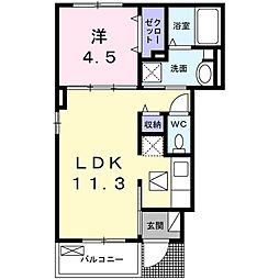 カーサ・ブリリオ 1LDKの間取図画像