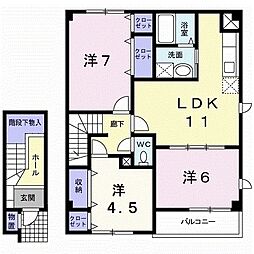 カトル・セゾン　I 2階3LDKの間取り