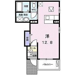 サニーヴィラ 1階ワンルームの間取り