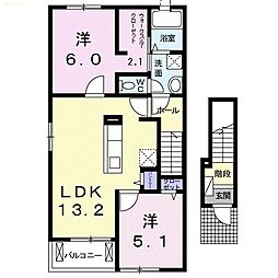サンフラワー 2LDKの間取図画像