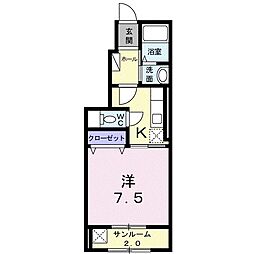 サンコート 1Kの間取図画像