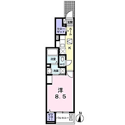 グリーンパークウィズ 1Kの間取図画像