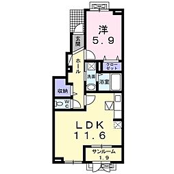 サン・ヤスダ4B 1LDKの間取図画像