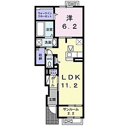サウスロード 1階1LDKの間取り