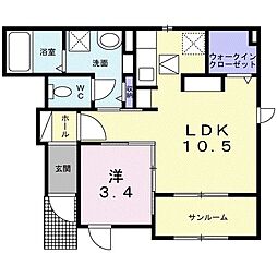 フィンカビダ 1LDKの間取図画像