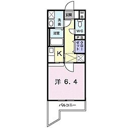 ルネス六本松 1Kの間取図画像