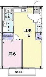 コンフォールＵＥＭＡＴＳＵII 2階1LDKの間取り