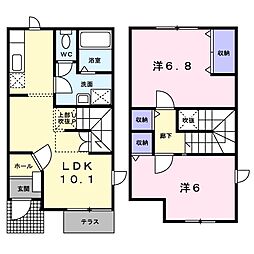 ドミ−ルＫ2 1階2LDKの間取り