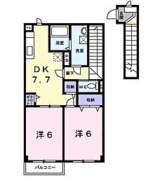 グランディス 2DKの間取図画像