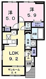 ローレンスハイツ3 2LDKの間取図画像