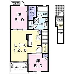 エトワール福水B 2LDKの間取図画像