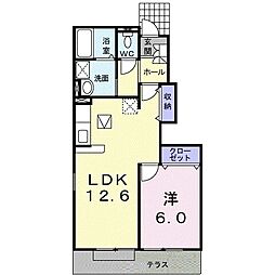 メゾン　ファミーユIＢ 1階1LDKの間取り
