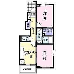 ベルオーブN 2DKの間取図画像