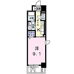 ヒラソル瀬田 1Kの間取図画像