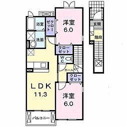 グランデュールコートD 2LDKの間取図画像