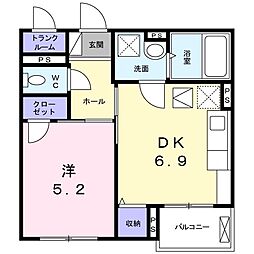 ナトゥーラレミル 1DKの間取図画像