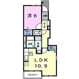 ライグッドII 1階1LDKの間取り