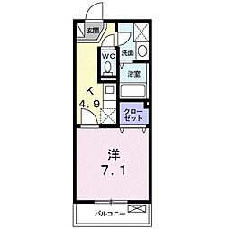 エテルノ河原町 1Kの間取図画像