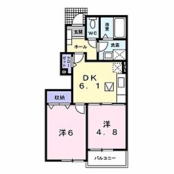 ハピィー 2DKの間取図画像