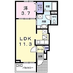ヌーベルアンジュ1 1LDKの間取図画像