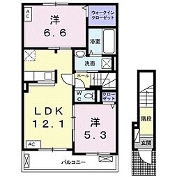 メロウクレメントC 2LDKの間取図画像