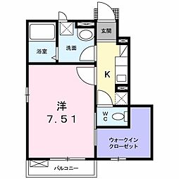 エスペランサK.T. 1Kの間取図画像