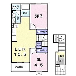 ハイツカトレアー3 2LDKの間取図画像